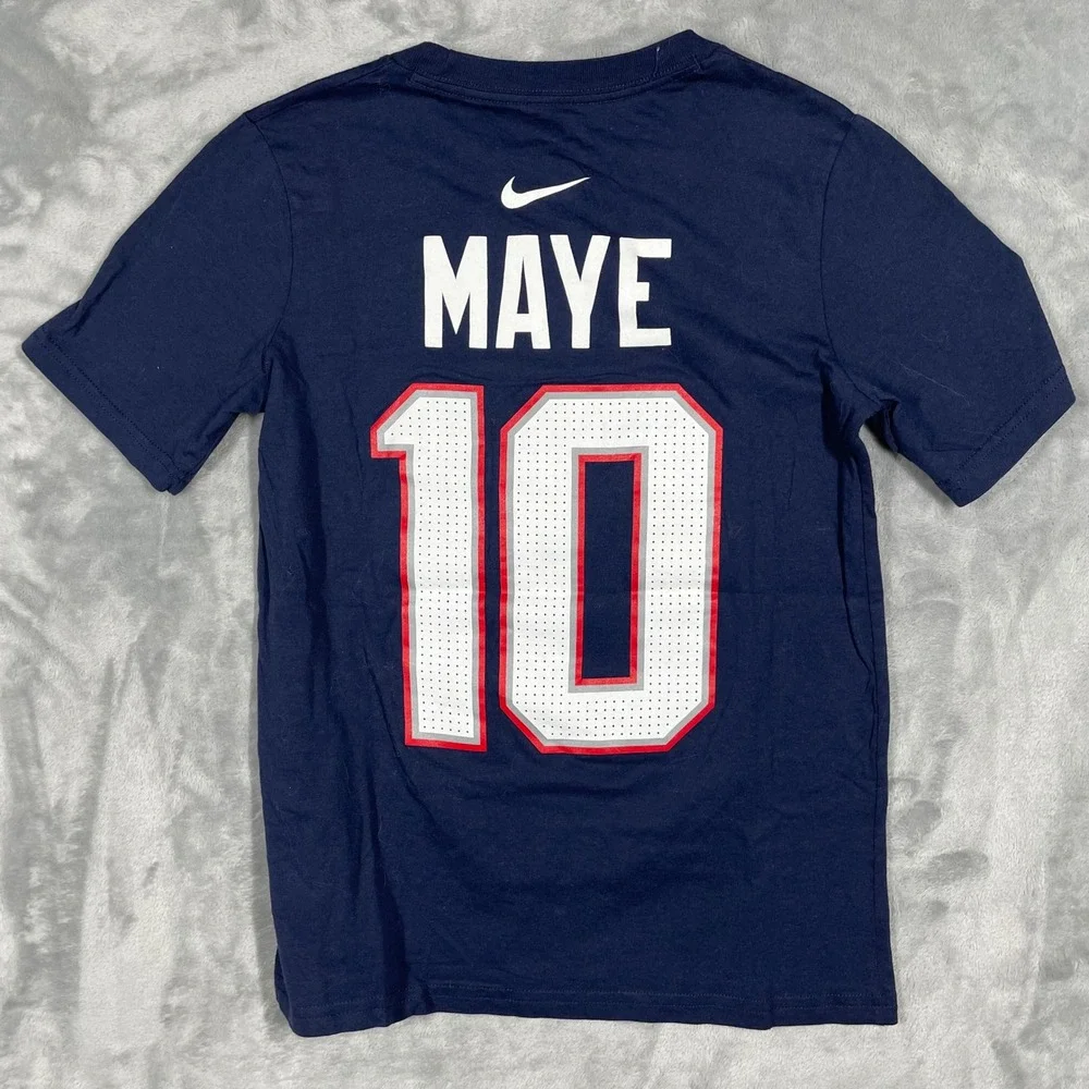 Nike New England Patriots Drake Maye 10 Super Bowl LII Youth Shirt Navy M 10/12